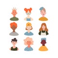 Children of different races profile avatars collection. Icons of girlÃ¢â¬â¢s and boyÃ¢â¬â¢s faces icon vector illustration set. Modern Royalty Free Stock Photo